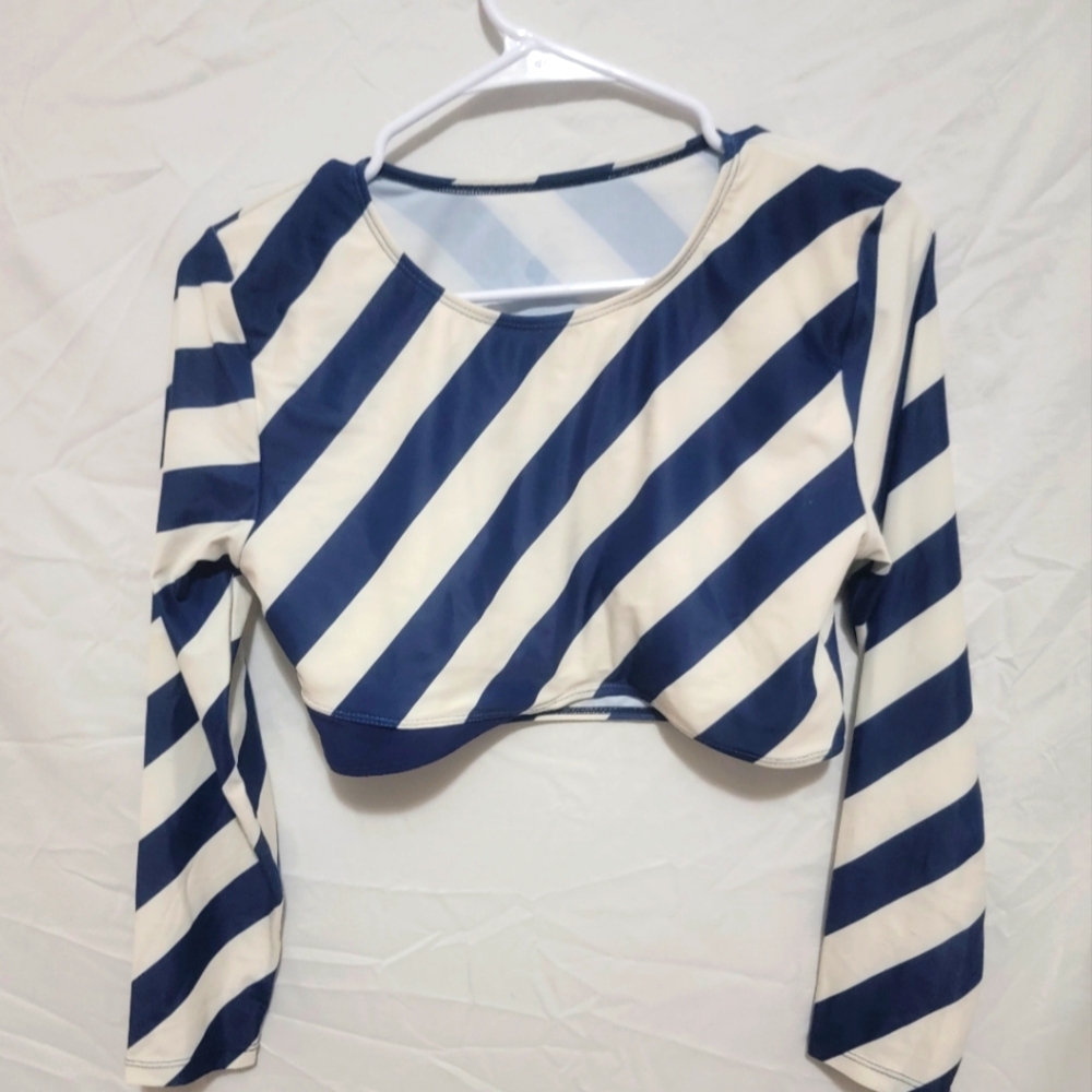 Womens, Navy blue, long sleeve, hight waisted 2 piece size large